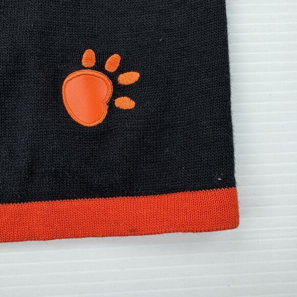 Terazzo Women’s Large Black Cardigan Paw Print Sweater Orange Trim Dog Cat - Picture 10 of 13